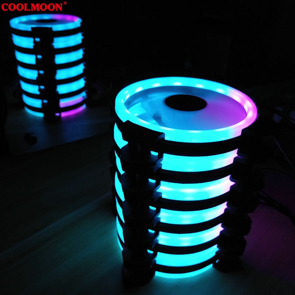 Bộ 3 Quạt Tản Nhiệt Coolmoon V2 - Fan Led RGB Coolmoon V2 + Bộ Hub Coolmoon và điều khiển