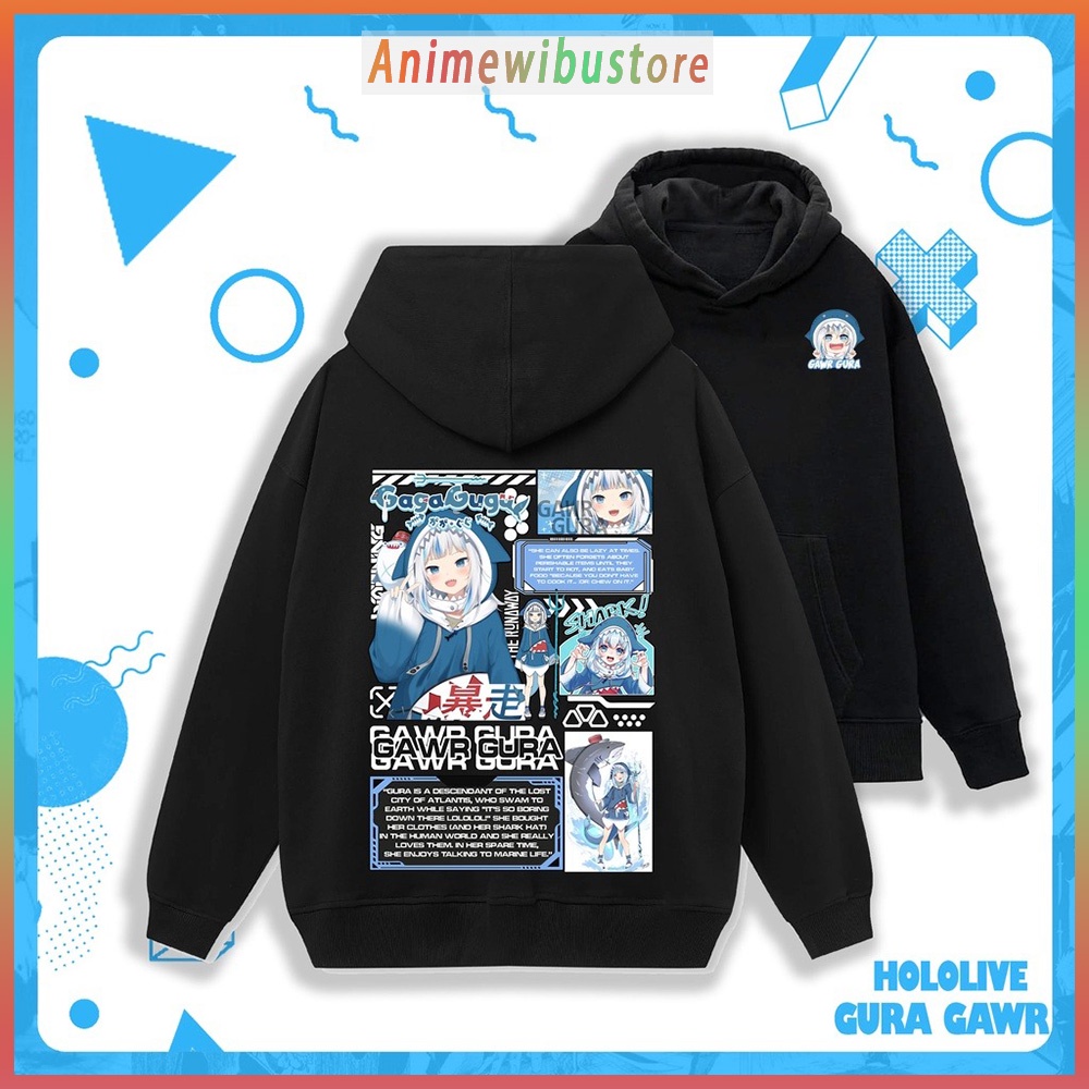 Áo Hoodie Hololive: Gawr Gura Maximum Mẫu áo nỉ bông - hình in 2 mặt