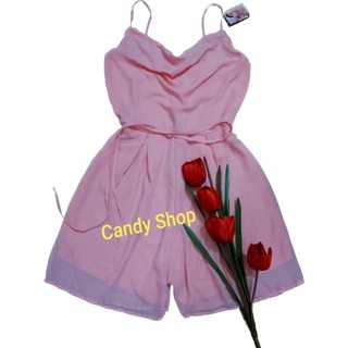 Jumpsuit voan 2 dây cổ đỗ cột nơ eo siêu xinh
