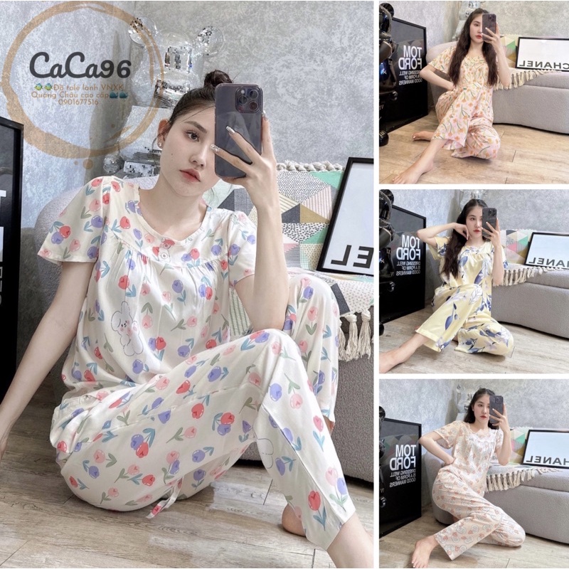 Đồ bộ tole mặc nhà VNXK F21 hàng thiết kế 2023 tay bồng, cổ đính 2 nút, tinh tế trẻ trung,siêu mát.