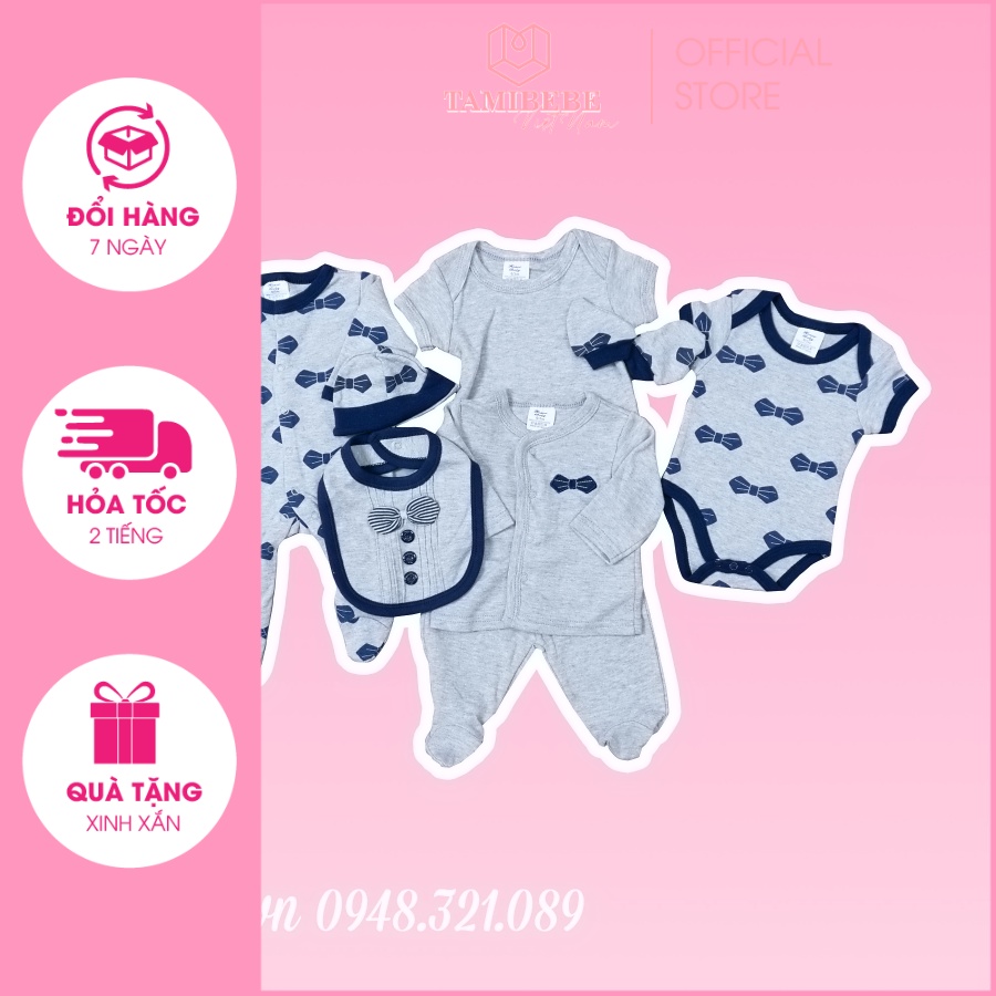 Set Quà Tặng Thôi Nôi Đầy Tháng Em Bé Tamibebe - Quần Áo Sơ Sinh - Gấu Trắng