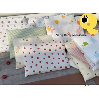 Gối kê em bé xô nhăn muslin organic thấm hút tốt
