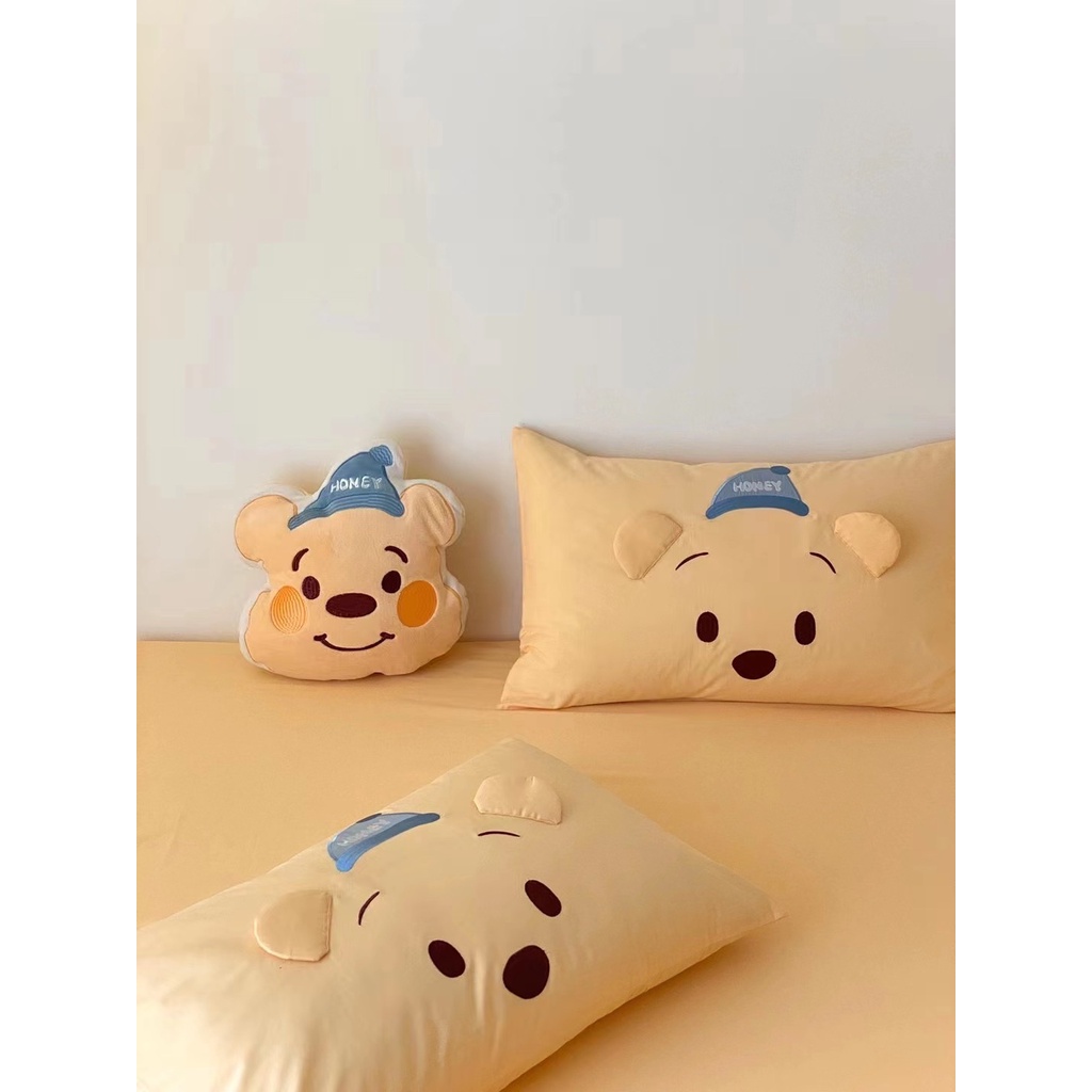 Bộ Chăn Ga Gối 5 Món Cotton Linen Hoạ Tiết Hoạ Hình Disney Mẫu Mới 2023 Luna Bedding