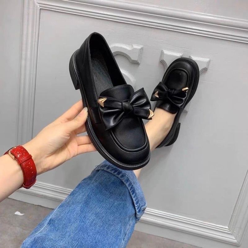 Giày moca nơ da mềm - Bunny Shoes