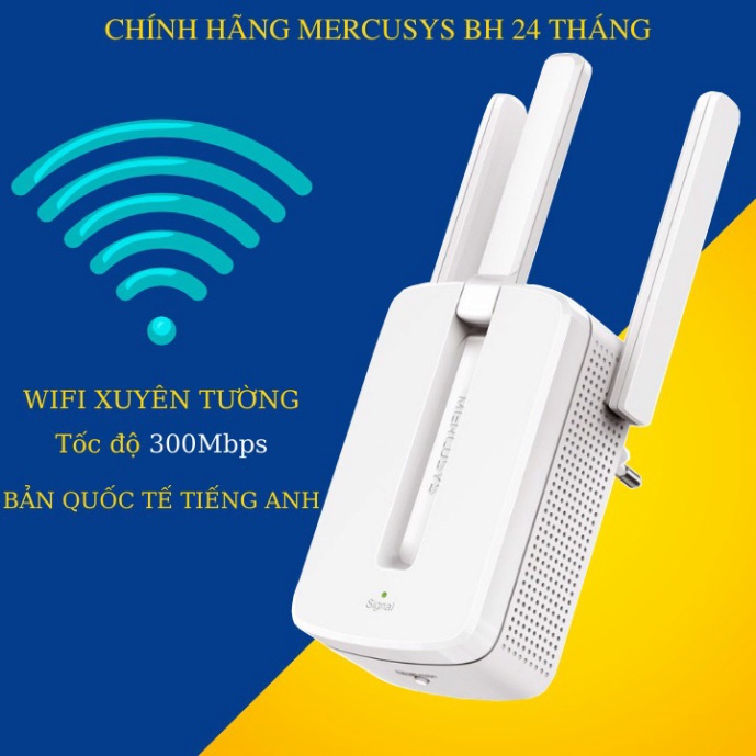 Bộ kích sóng wifi 3 râu Mercusys (wireless 300Mbps) cực mạnh, Cục thu phát hút mở rộng sóng wifi chính hãng VDS shop