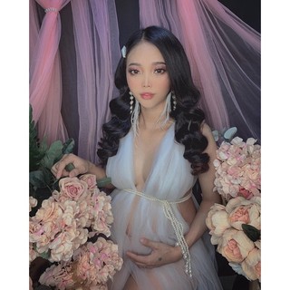 Váy chụp ảnh bầu, chụp hình nghệ thuật mềm mại, đầm bầu chụp ảnh nghệ thuật vải voan mềm mại, ko kèm nội y nhé