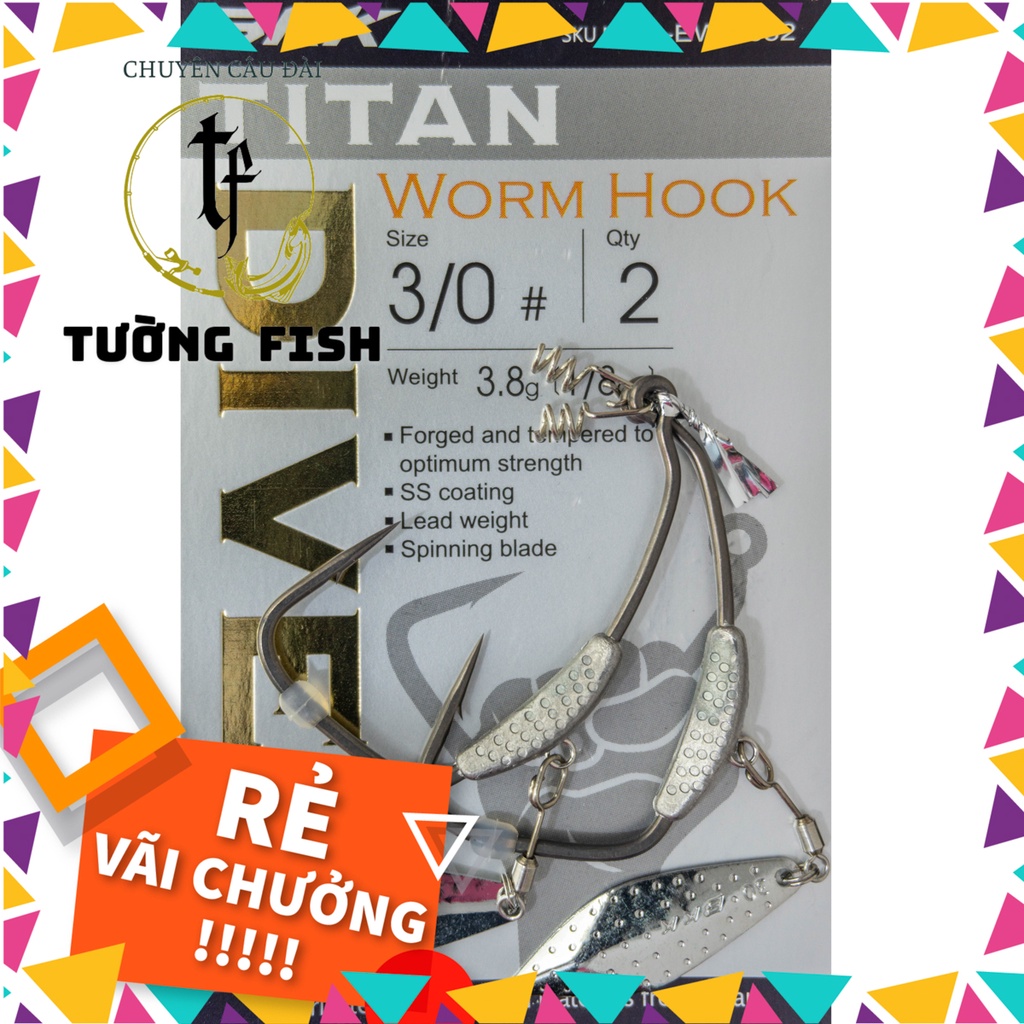 Lưỡi mồi mềm BKK Titan Diver Super Slide 3/0 chuyên dùng cho mồi mềm 3.5 - 4.75 inch như NFF, Daiwa Duckfin Shad...