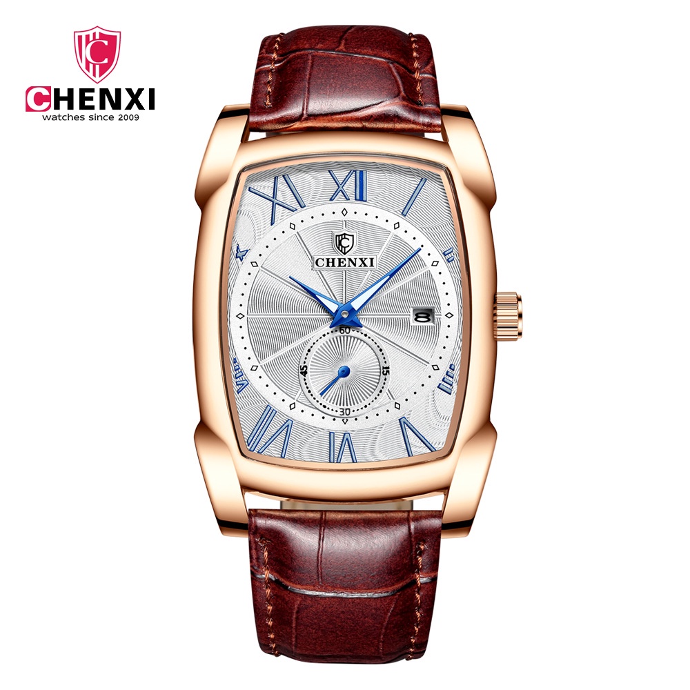 Đồng Hồ Nam Dây Da Chenxi CXD01 Mặt Vuông Phong Cách Doanh Nhân
