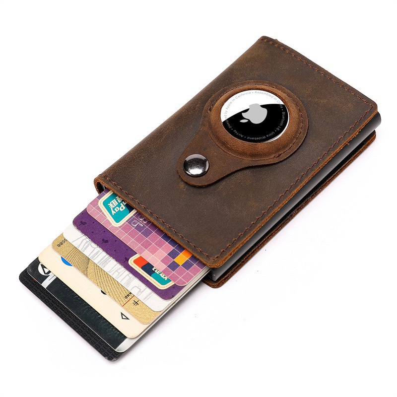 Bóp nam đựng thẻ tín dụng da bò cao cấp có hộp thẻ kim loại tích hợp công nghệ chống trộm RFID AUKULASIC AU9