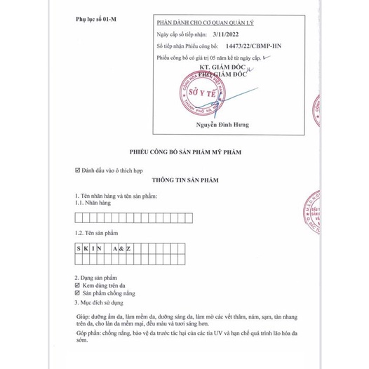 Dưỡng da ban ngày mờ nám chống nắng cấp ẩm Skin az perfecting cream