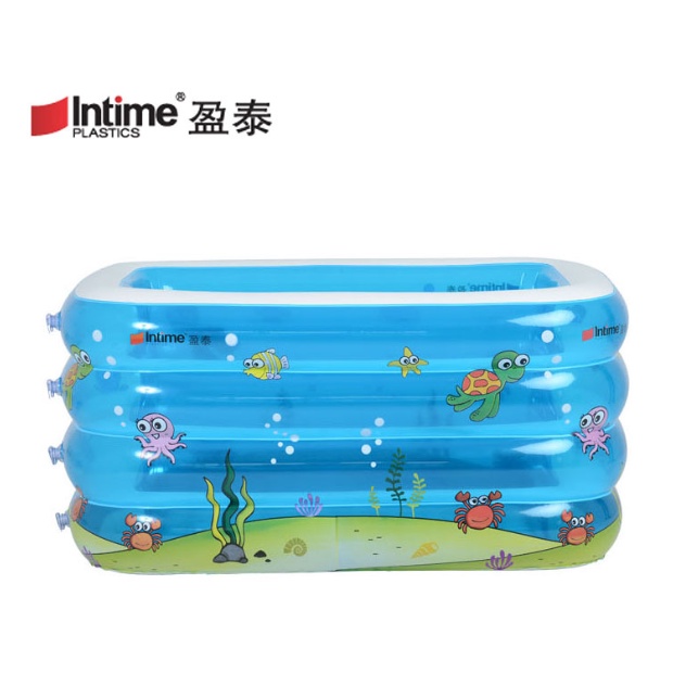 Bể bơi bốn tầng chữ nhật cỡ lớn chính hãng Intime YT-213A tặng kèm phao đỡ cổ cho bé sơ sinh đến 3 tuổi