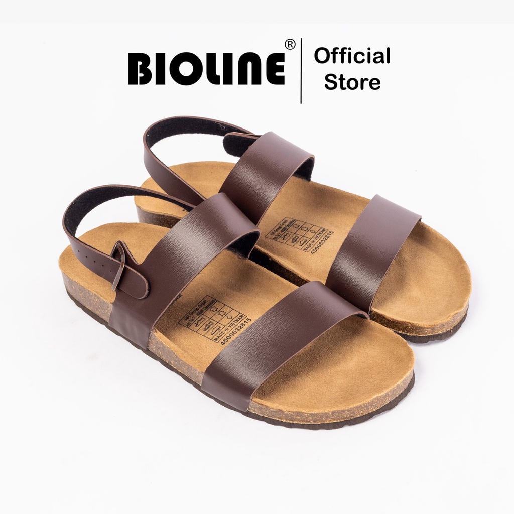 Mã PU15 - Sandal công sở Birken Đế Trấu BIOLINE Official Unisex nam nữ văn phòng Hai Quai Ngang Da Pu cao cấp