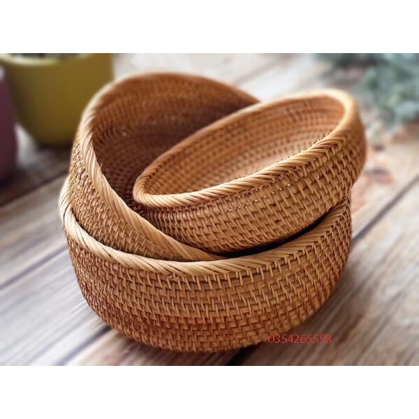 Bát mây| rổ mây tròn đựng hoa quả bánh kẹo, trang tri decor