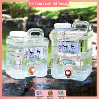 Bình đựng nước trong suốt 5l/7l/10l/15l/20l/28l can đựng nước dã ngoại tặng bộ phụ kiện dự phòng