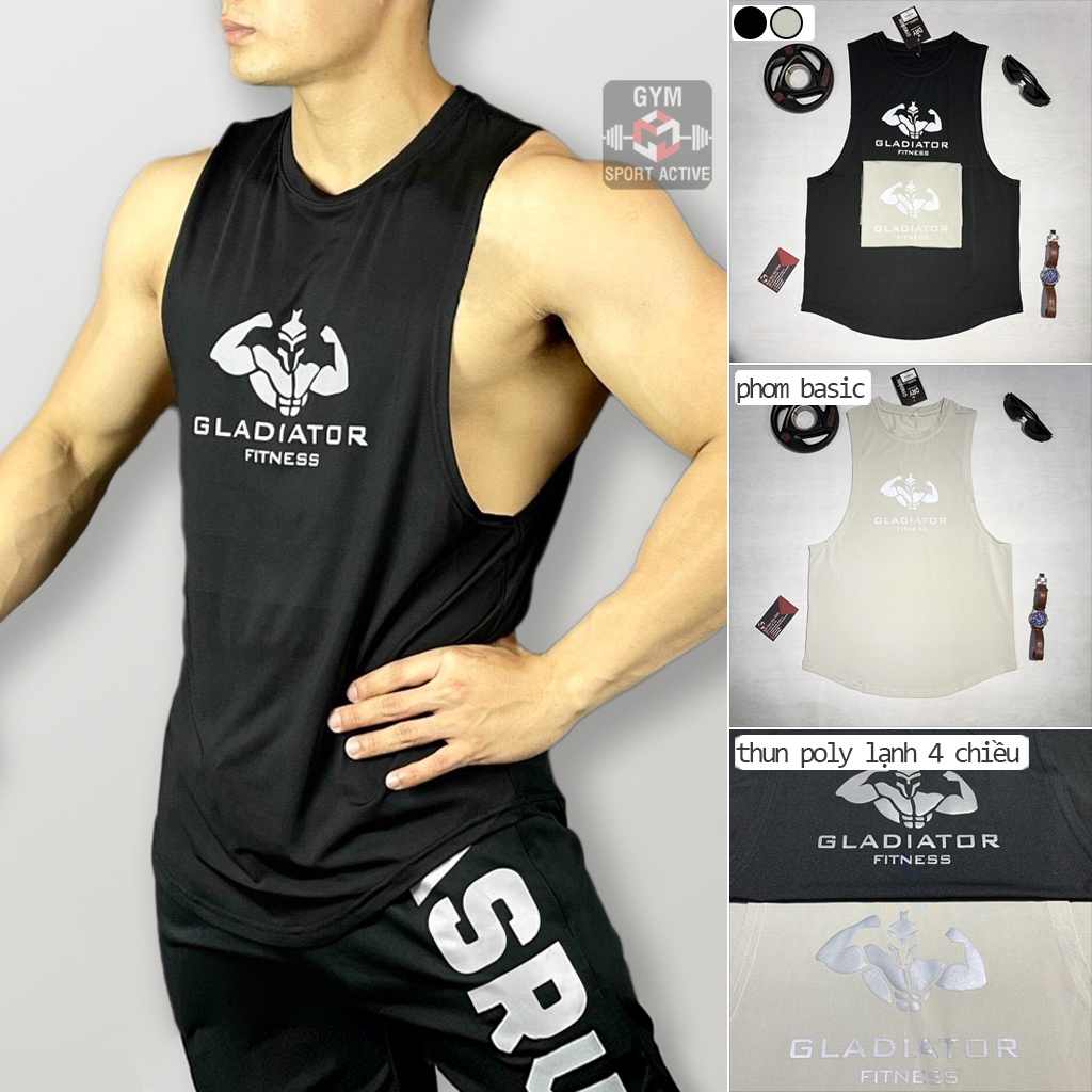 Áo tank top nam thể thao ba lỗ tập gym phom đẹp thoáng mát chất thun poly lạnh 4 chiều tank Gladiator fitness