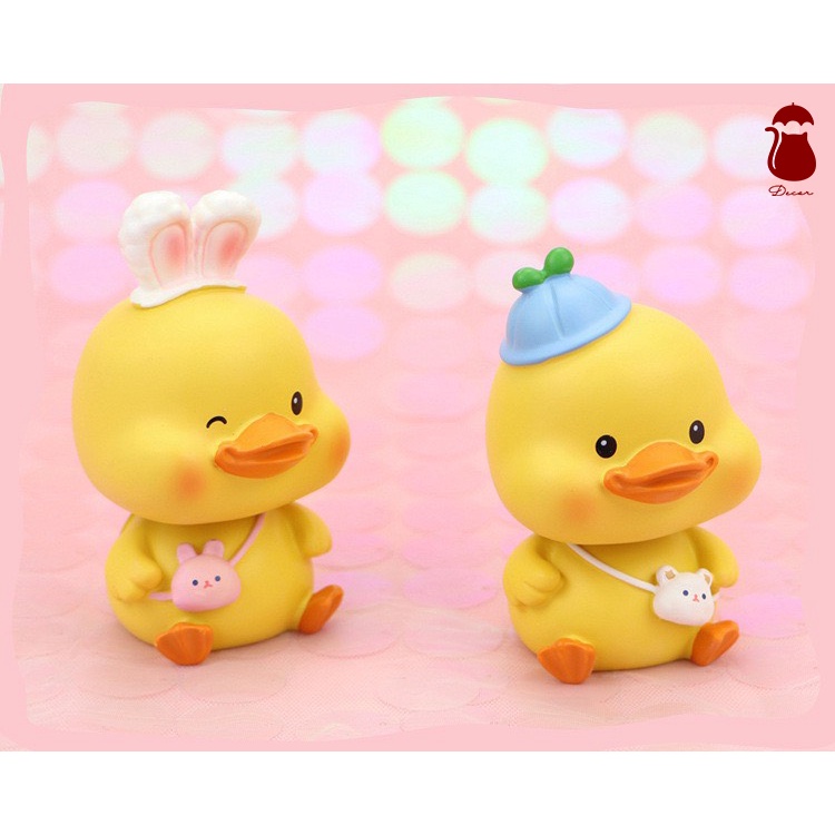 Set mô hình 4 vịt con Ô DECOR, tượng vịt con decor mini để bàn màu vàng full biểu cảm đáng yêu dễ thương cute
