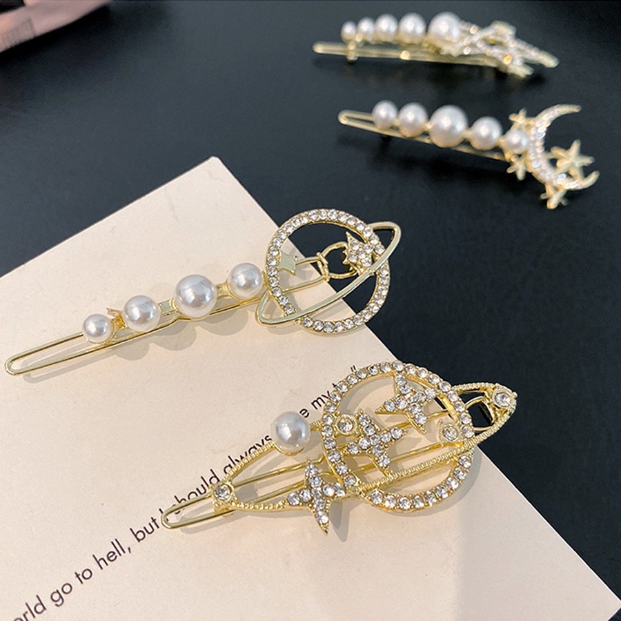 Kẹp Tóc Hình Hành Tinh / Mặt Trăng Đính Pha Lê Lấp Lánh Thời Trang Cho Nữ