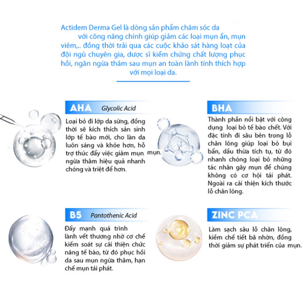 Gel Giảm Mụn Actidem Derma Gel Dưỡng Ẩm Da
