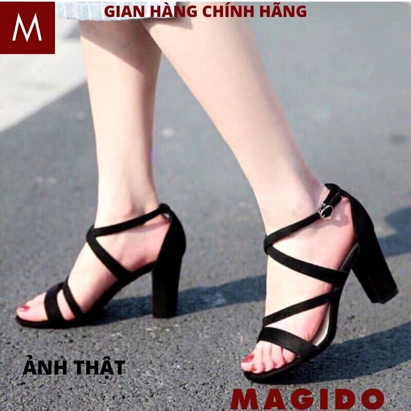 Giày Cao Gót Sandal Quai chéo Cao 7 Phân Dây Cài, Dép cao gót đẹp tôn dáng - MAGIDO