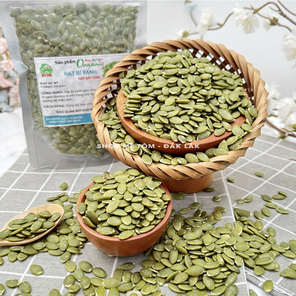NHÂN HẠT BÍ XANH NHẬP KHẨU MỸ (SẤY CHÍN hoặc SỐNG)
