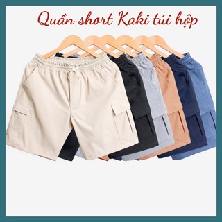 Quần Short Nam Kaki Túi Hộp Cạp Chun, Quần Sooc Nam Dáng Hàn Quốc Co Dãn