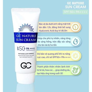 Kem chống nắng gc nature sun cream spf 50+ pa++++ 60ml.kem chống nắng nâng tone,dưỡng da hàn quốc