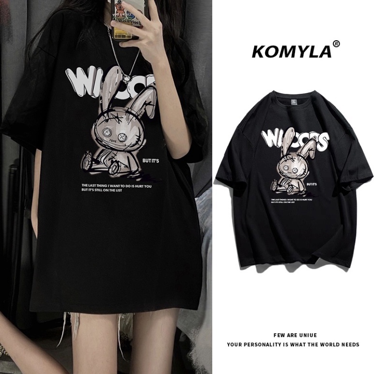 Áo Thun giới tính Form Rộng Tay Lỡ Unisex áo cộc cổ hình tròn Basic Overisze BUNNY WIOOPS mới nhất 2023_G07 | BigBuy360 - bigbuy360.vn