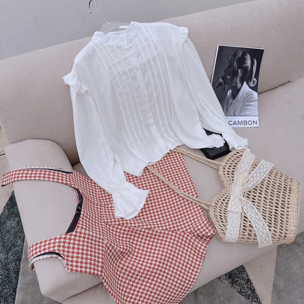 Set yếm nữ hai dây mix áo sơ mi lụa bèo siêu xinh thời trang tiểu thư sang chảnh thanh lịch