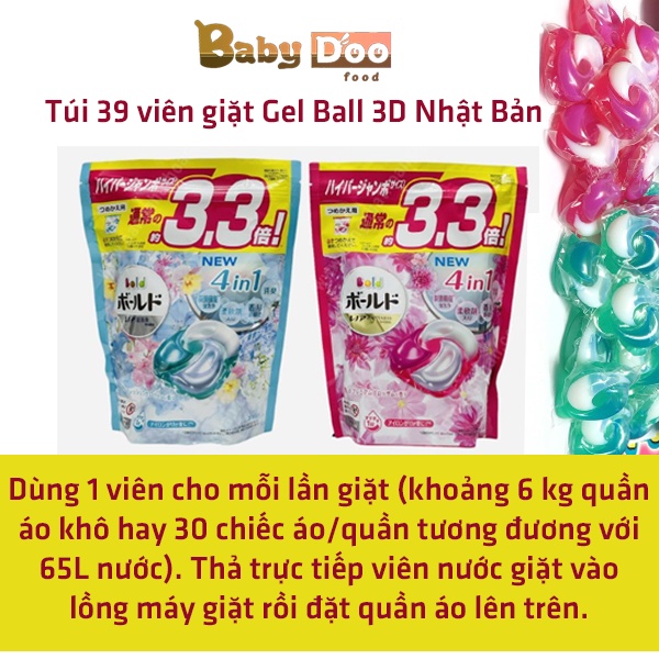 Viên giặt xả nội địa nhật gel bold p&g 4d túi 39 viên 708g, tẩy sạch - ảnh sản phẩm 2