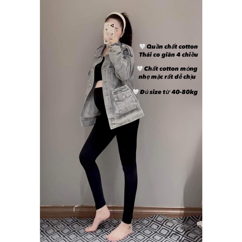Quần legging bầu trơn chất bozip Thái Lan, thoải mái, mềm mát, co giãn tốt