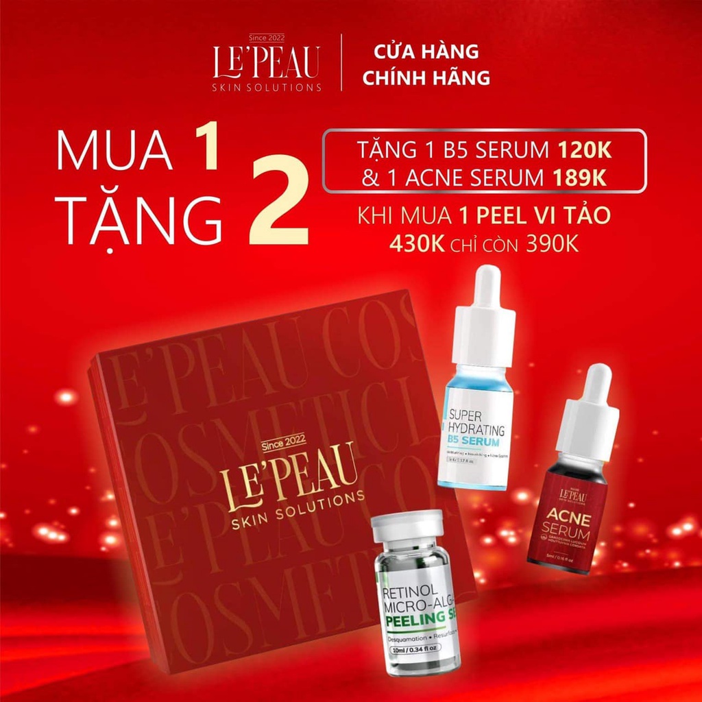 Serum Peel Da Vi Tảo Retinol 10ml LE'PEAU, Tặng Kèm Serum B5 Và Serum Mụn