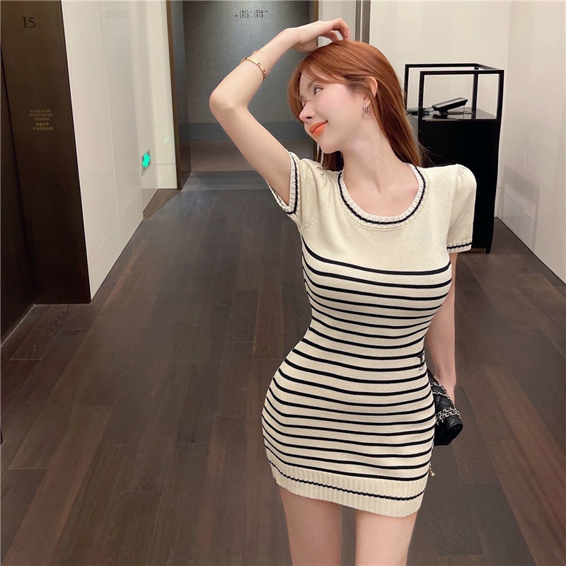 Đầm Ôm Dáng Họa Tiết Kẻ Sọc Thời Trang Mùa Hè 2023 Phong Cách Mới Cho Nữ