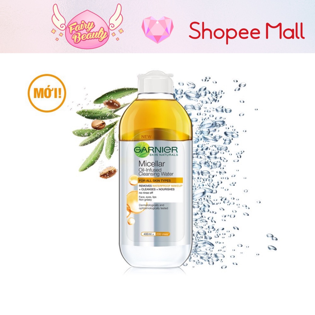 [GARNIER] Nước Tẩy Trang 2 Lớp Giúp Sạch Sâu Tối Ưu Cho Mọi Loại Da Micellar Water Oil-Infused 400/125ml