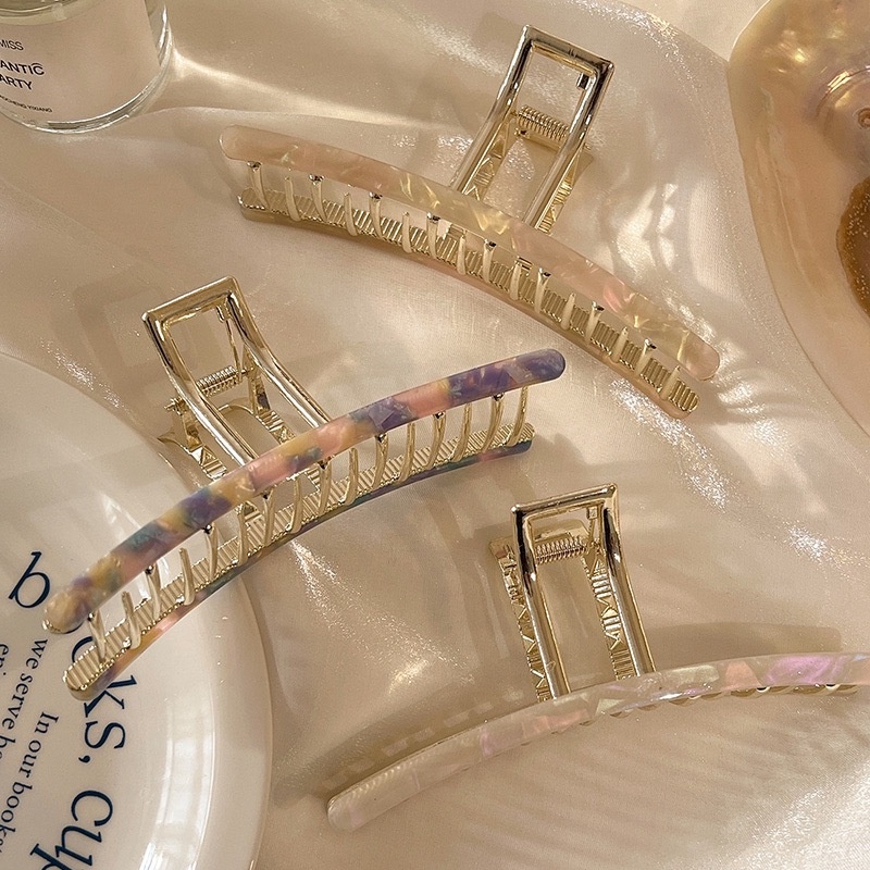 Kẹp Tóc Lớn 13cm Bằng Hợp Kim Họa Tiết Axit acetic Giúp Cố Định Tóc Sau