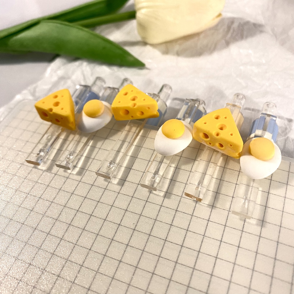 Bút Gel Bấm UMEI Mực Đen Ngòi Kim Cao Cấp Hoạ Tiết Cheese &amp; Trứng Rán Có Thanh Cài