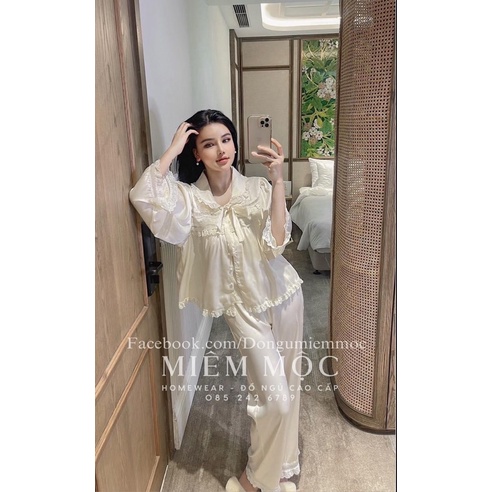 Sét pijama mặc nhà cho nữ thiết kế siêu sang- chất lụa loại 1 mịn mát