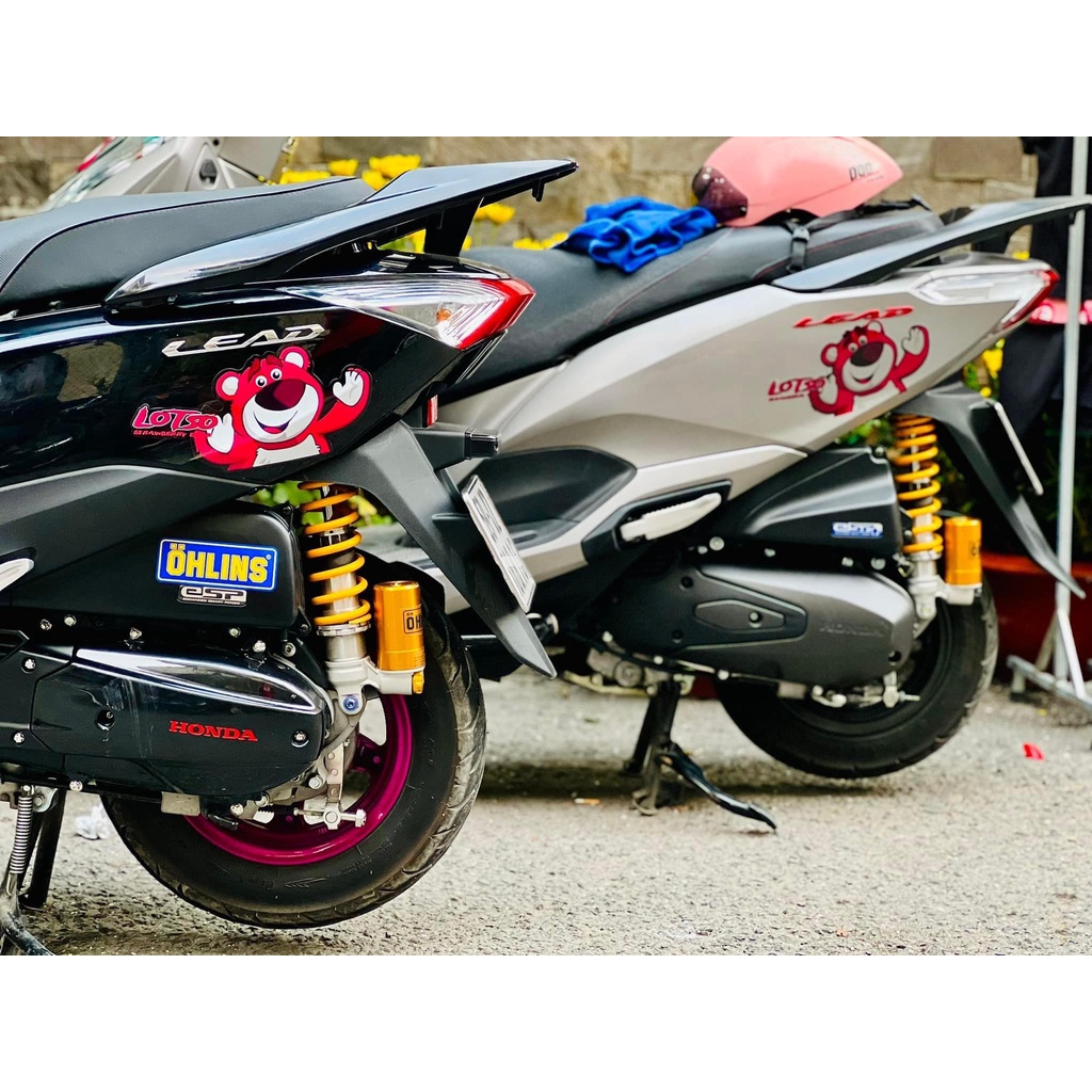 SET DECAL Tem sticker gấu dâu lớn