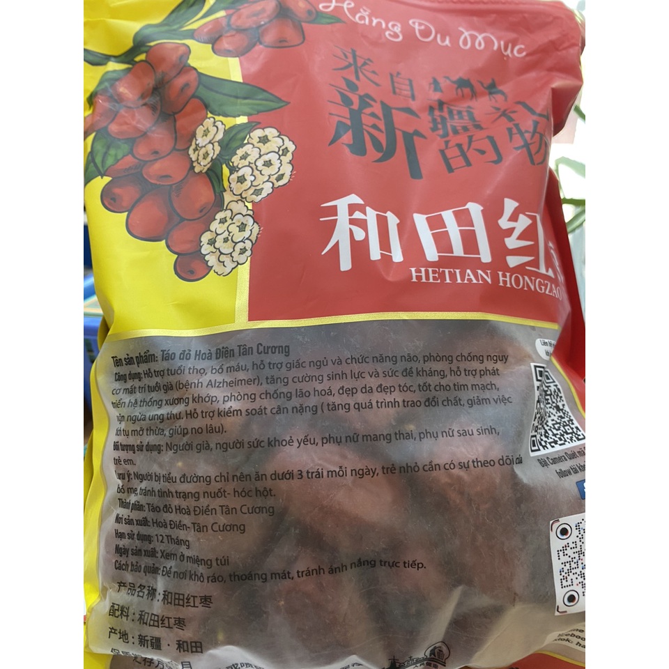 Táo Đỏ Hòa Điền Tân Cương thượng hạng Khô tự nhiên  Túi 1kg