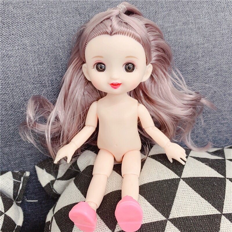 Búp bê mini 16cm mắt 3D ,13 khớp , búp bê miệng cười chúm chím xinh đẹp