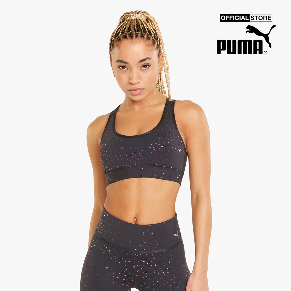 PUMA - Áo bra thể thao nữ Stardust Mid Impact Printed Training 521372-01