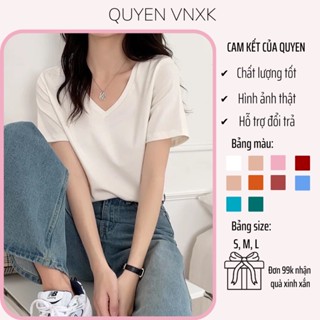 Giảm ₫72,000] Áo Phông Nữ Cổ Tim Vnxk, Áo Thun Trơn Cotton Đẹp, Dễ Mặc Dễ  Phối Đồ, Phù Hợp 4 Mùa - Tháng 8/2023 - Beecost