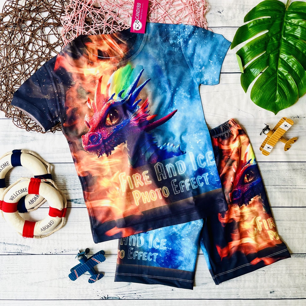 Đồ bộ bé trai in hình Rồng, bộ thun lạnh trẻ em nhiều mẫu chất đẹp từ 10kg đến 57kg