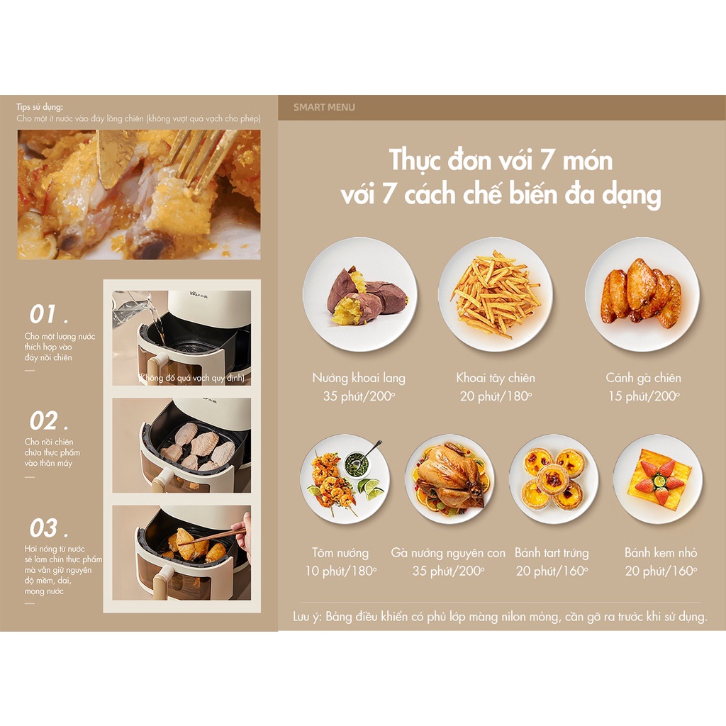 Nồi Chiên Không Dầu 5L Bear QZG-F15E3 | Bản Quốc Tế | Hàng Chính Hãng | Bảo Hành 18 Tháng | Mimax Store