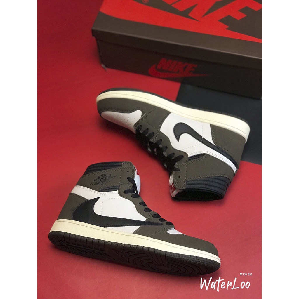 Giày Thể Thao Sneakers Air Jordan 1 Retro High Travis Scott Xám Nâu Phù Hợp Cho Cả Nam Và Nữ