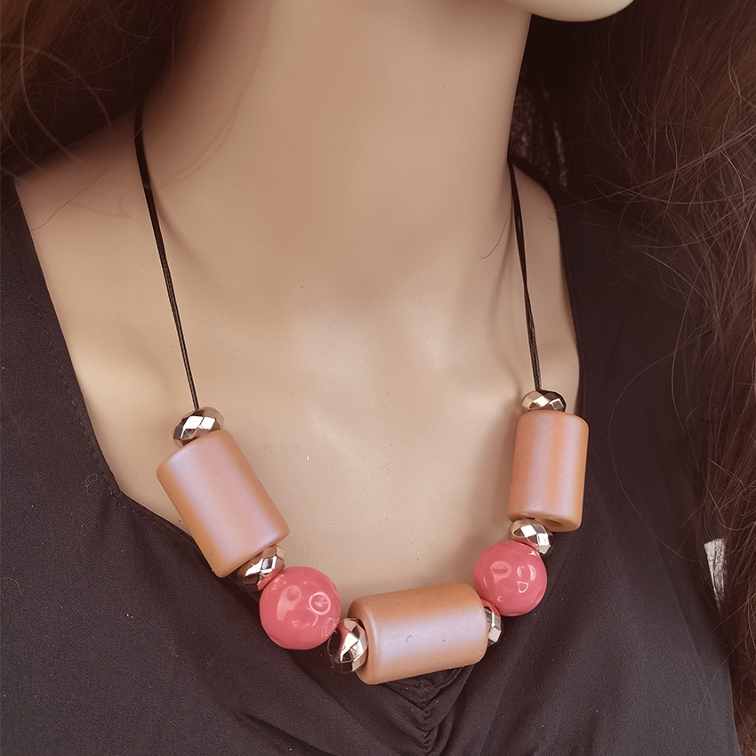 Vòng cổ Hạt Gỗ Nhiều Màu Phong Cách Boho Cổ Điển