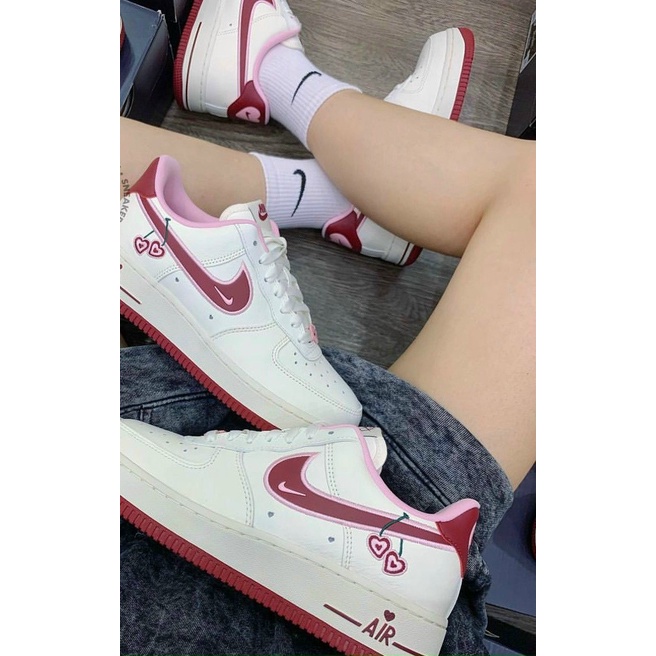 Giày thể thao AF1 Valentine bản cao cấp 2023, Air Force 1 cherry_ Hàng Chuẩn cao cấp_hàng full phu kien