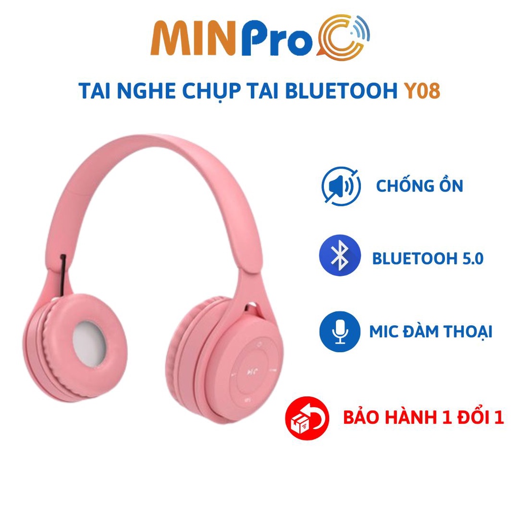 Tai Nghe Bluetooth MINPRO Y08 không dây chụp tai, có micro đàm thoại, tương thích mọi dòng điện thoại,bảo hành 1 đổi 1