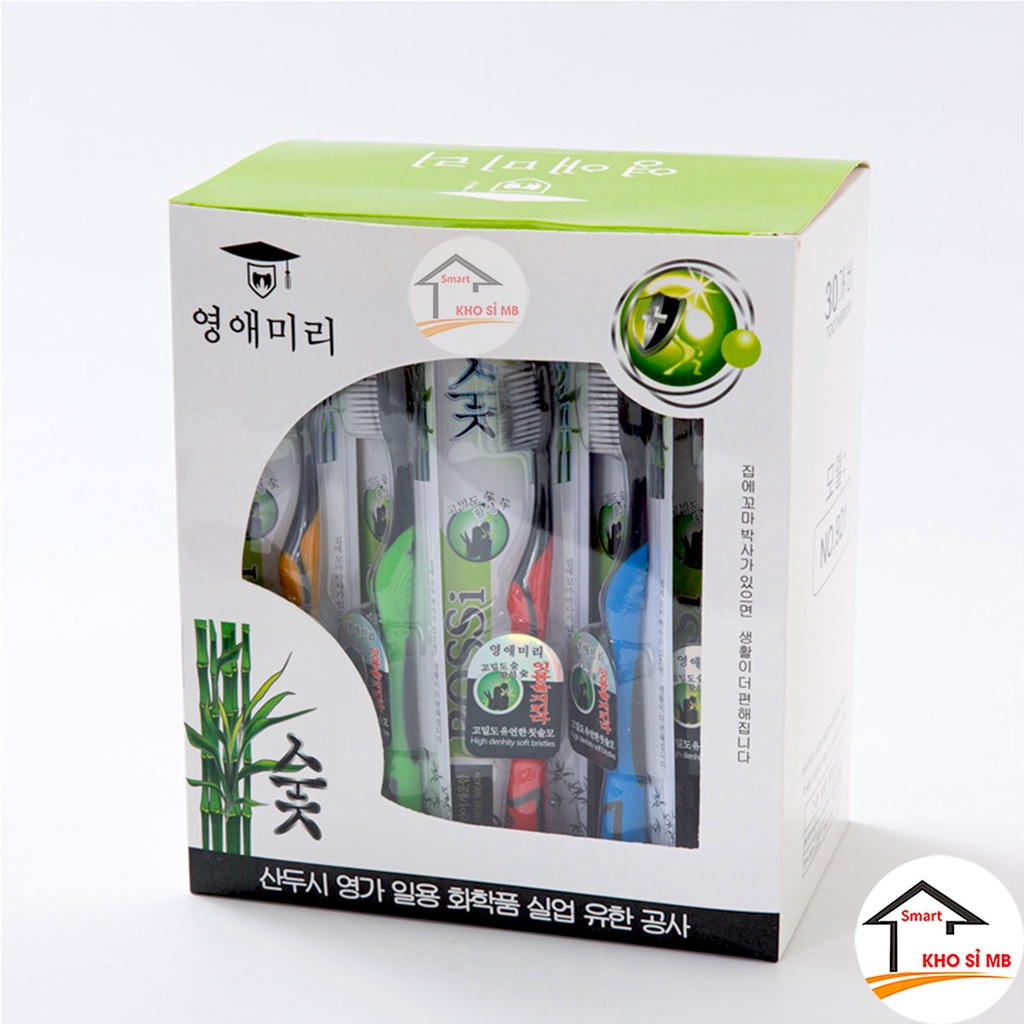 sỉ 1 thùng 300 chiếc bàn chải đánh răng bossi hàn quốc, bàn chải đánh răng lông mềm kho sỉ mb