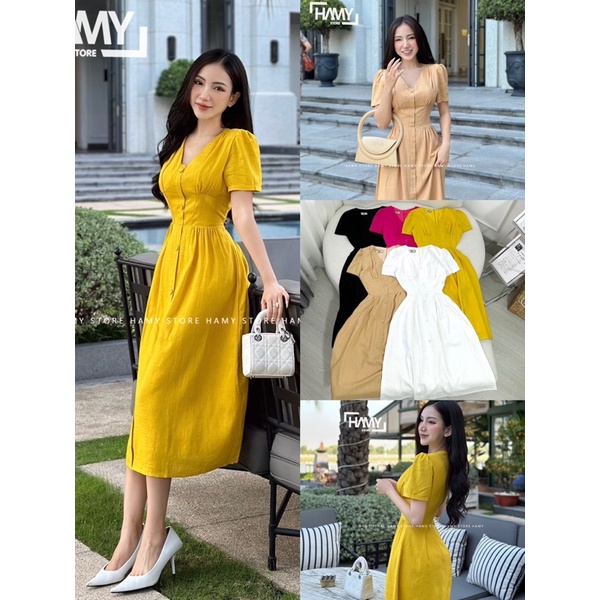 Đầm Linen Cổ Tim
