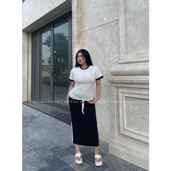 Set áo thun gân + chân váy hoac quan 55-90kg